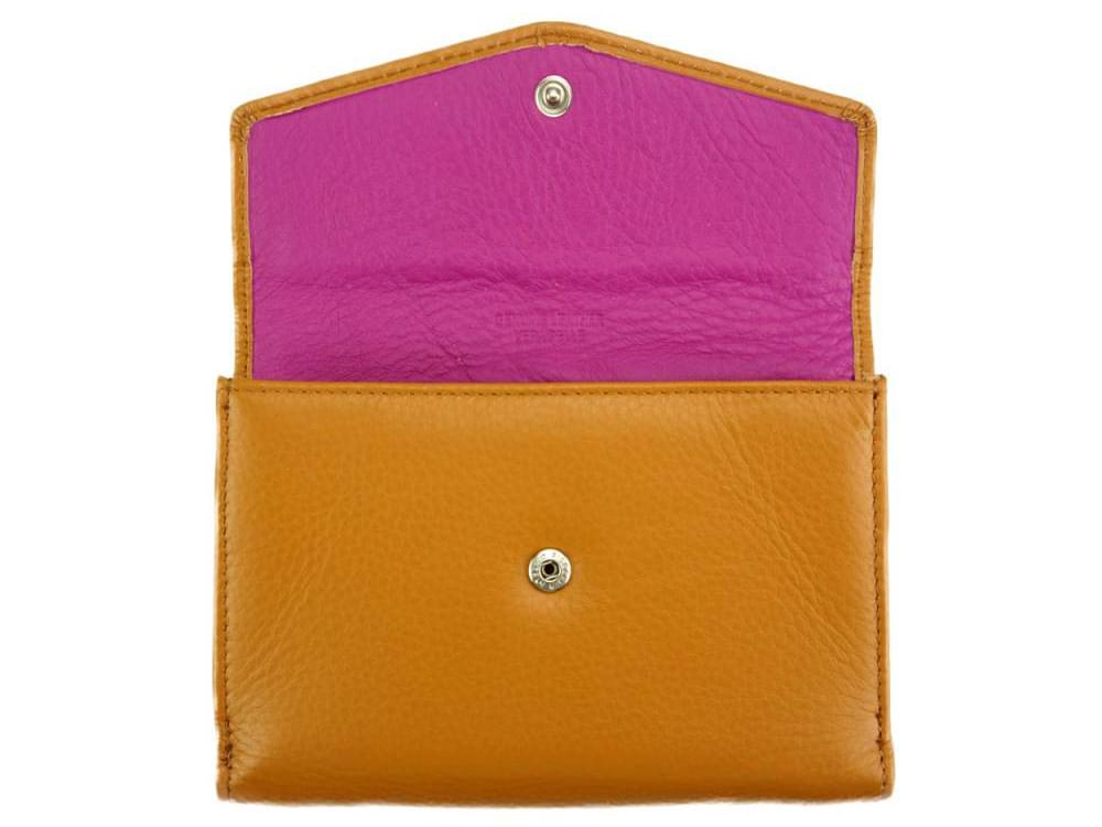 Maria (tan) - Slim, colourful wallet with large capacity