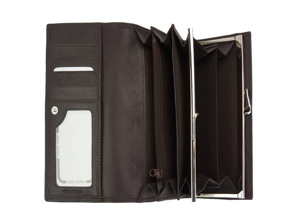 Lucia - slim, elegant and functional wallet - showing the coin pockets