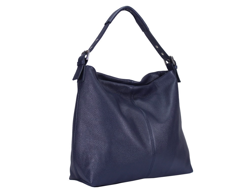 Pisa (navy blue) - Large, extremely soft leather shoulder bag