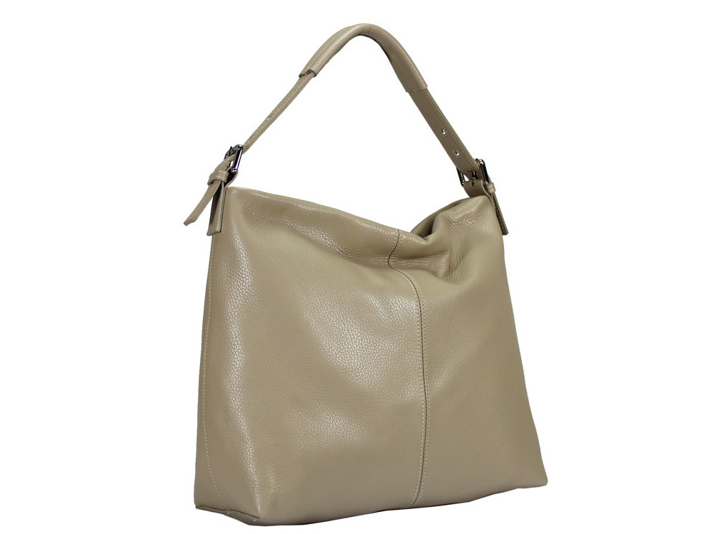Pisa (taupe) - Large, extremely soft leather shoulder bag