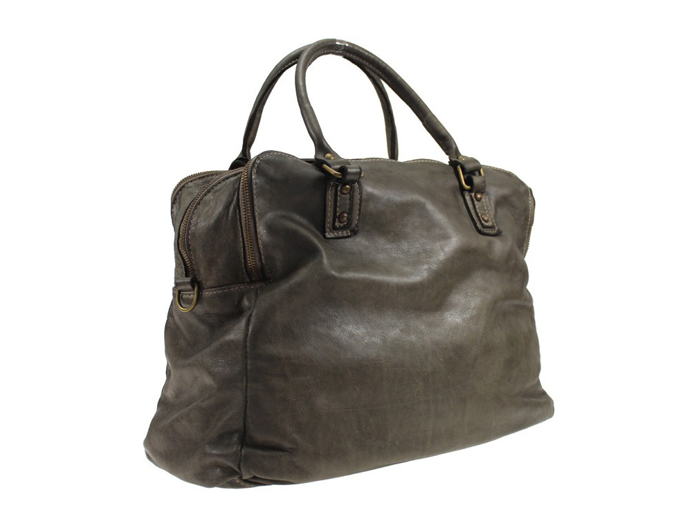 Modena (moleskin) - Vintage leather bag, large enough to use as a weekender