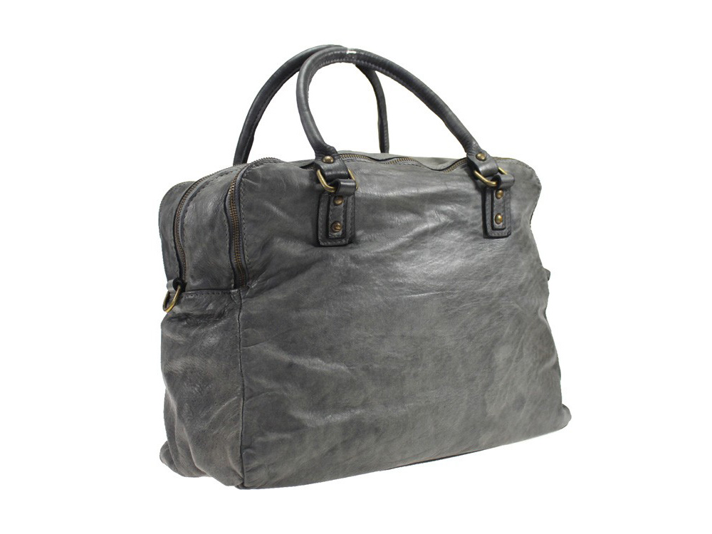 Modena (grey) - Large vintage leather bag