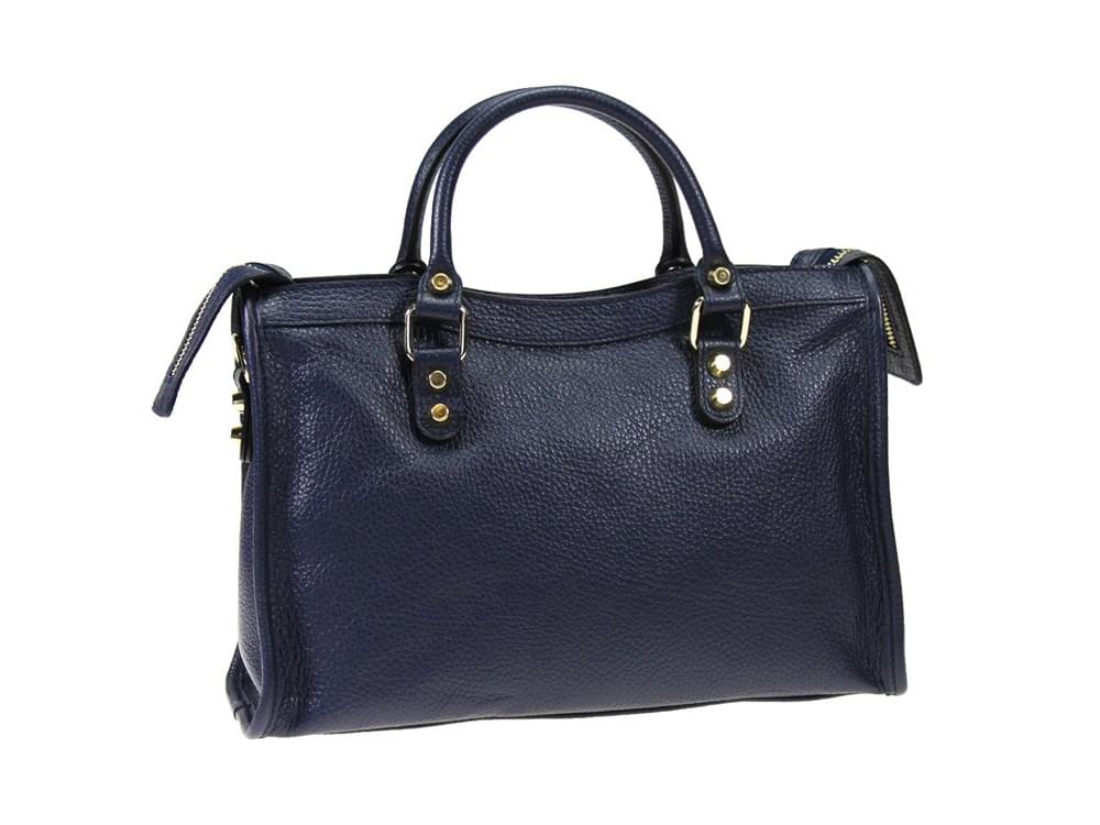 Narni, large (navy blue) - Useful, compact shaped leather bag