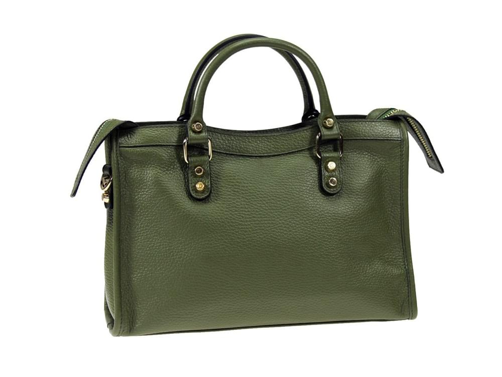 Narni, large (sage green) - Useful, compact shaped leather bag